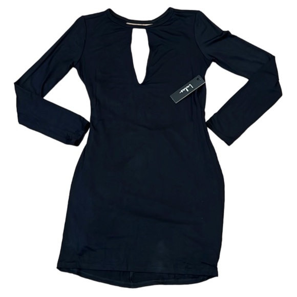 NWT Lulus Cutout Hole Little Black Mini Dress Fitted Bodycon, Size Large, Party - Picture 2 of 16